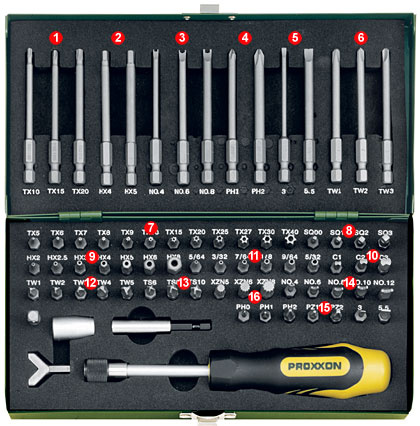 PROXXON 23107 Sada bitů 1/4'' -75 dílů