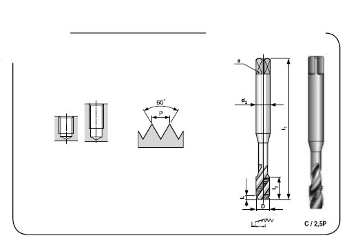 Závitník strojní 22 3044 se šroubovitými drážkami 35°