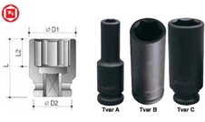 Hlavice metrická 3/4'' rázová, prodloužená, 6-hranná, CROMWELL